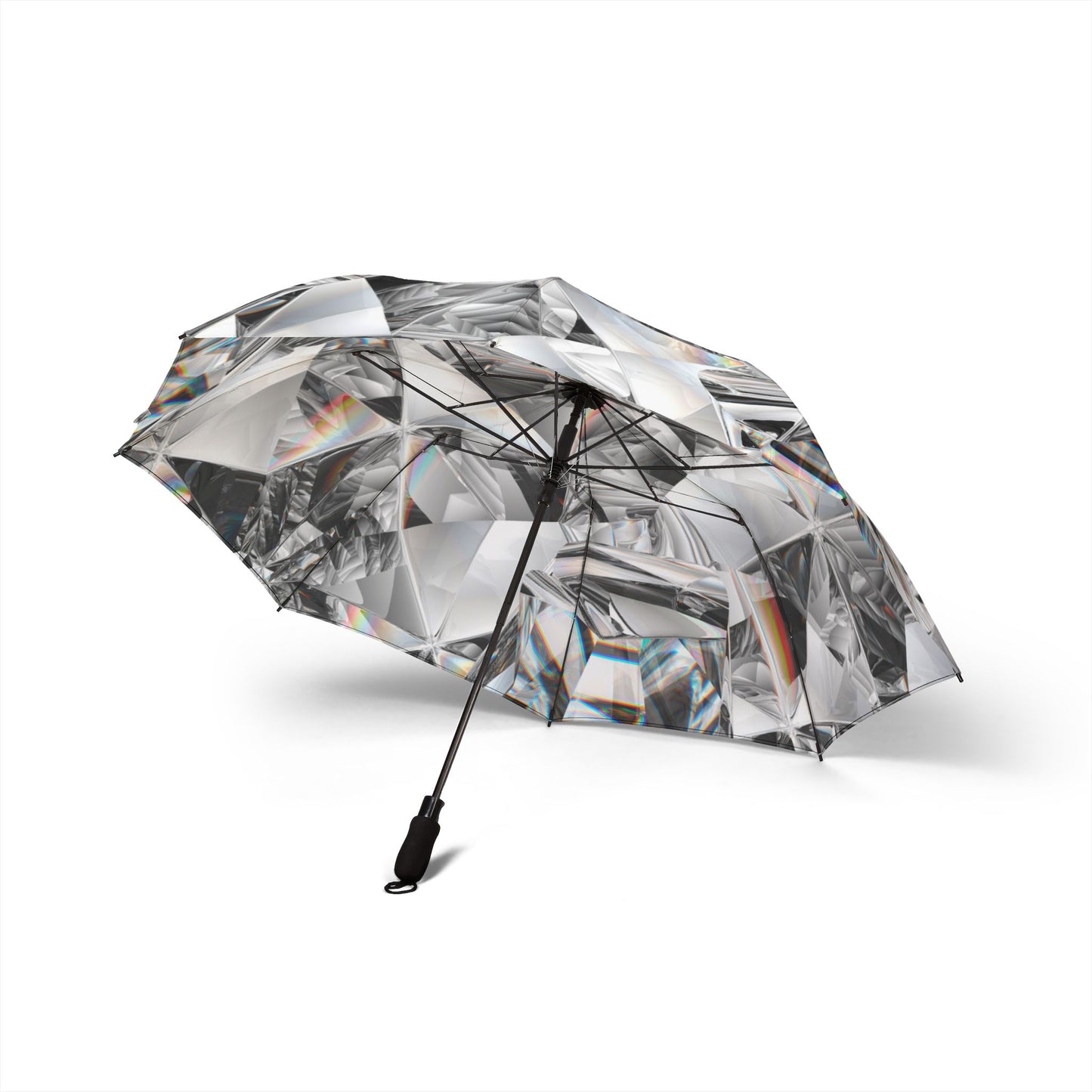 Diamond Pattern Semi-Automatic Foldable Umbrella
