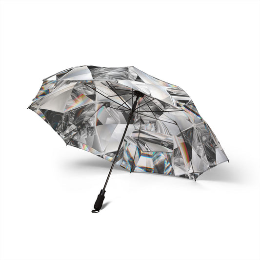 Diamond Pattern Semi-Automatic Foldable Umbrella