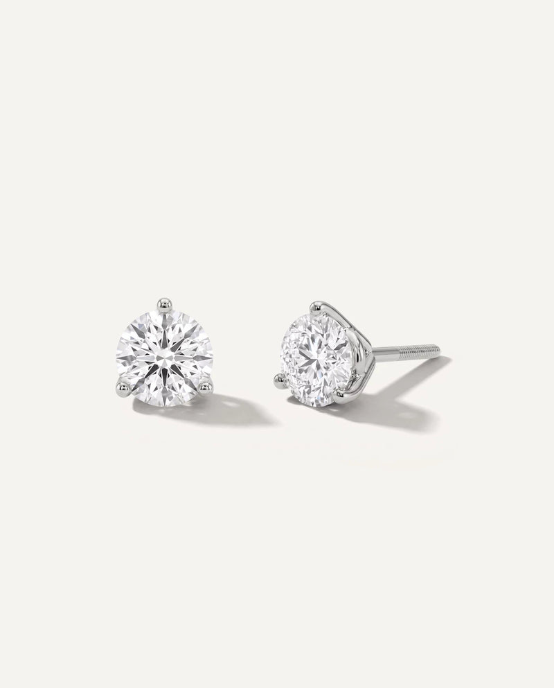 Lab Grown Diamond 3 Prong Stud Earring