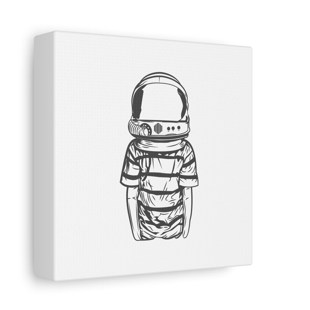 Astronaut Helmet Canvas Print — Minimalist Space Boy Matte Stretched Wall Art