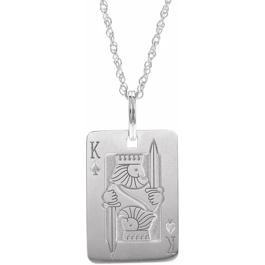 Sterling Silver Playing Card 20" Necklace