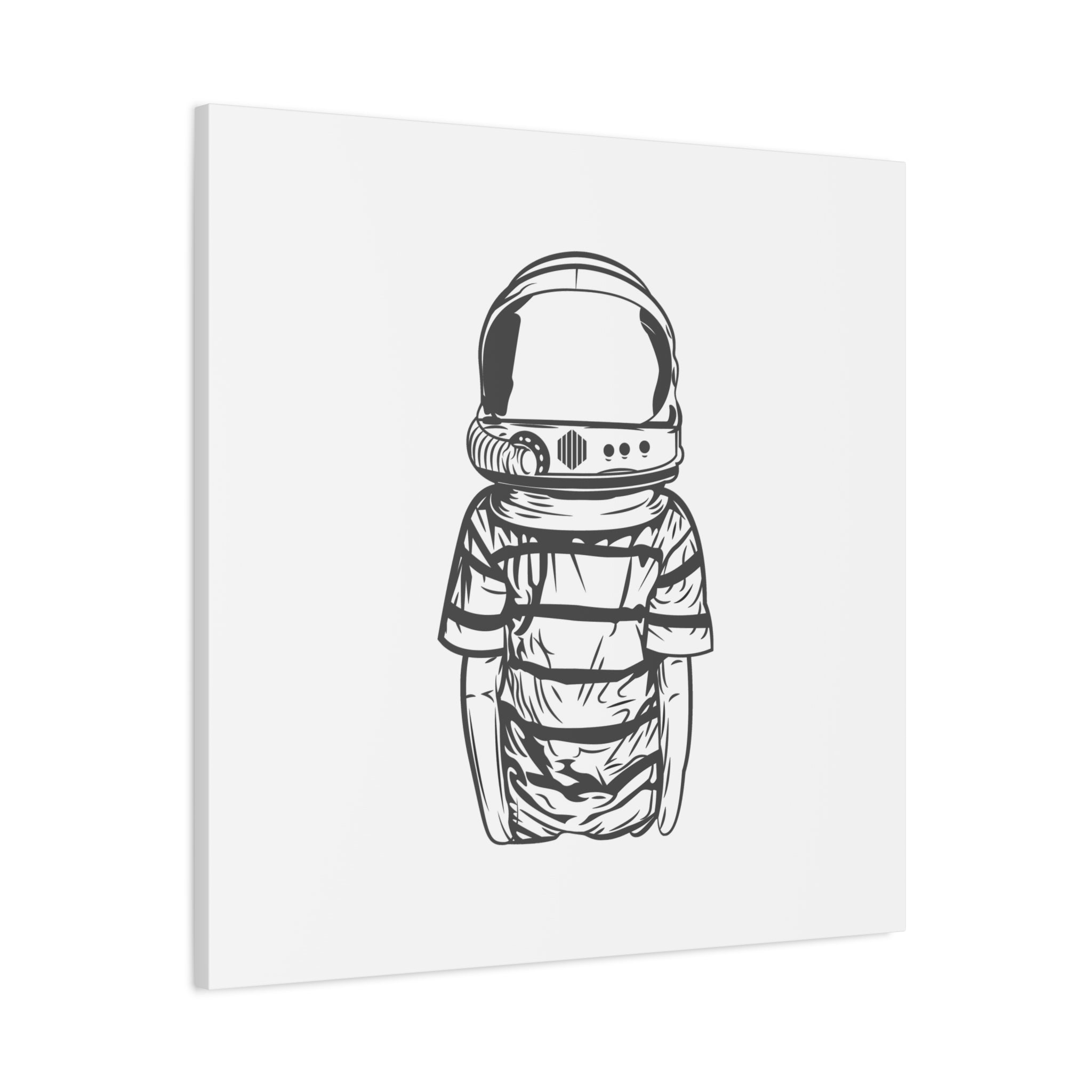Astronaut Helmet Canvas Print — Minimalist Space Boy Matte Stretched Wall Art