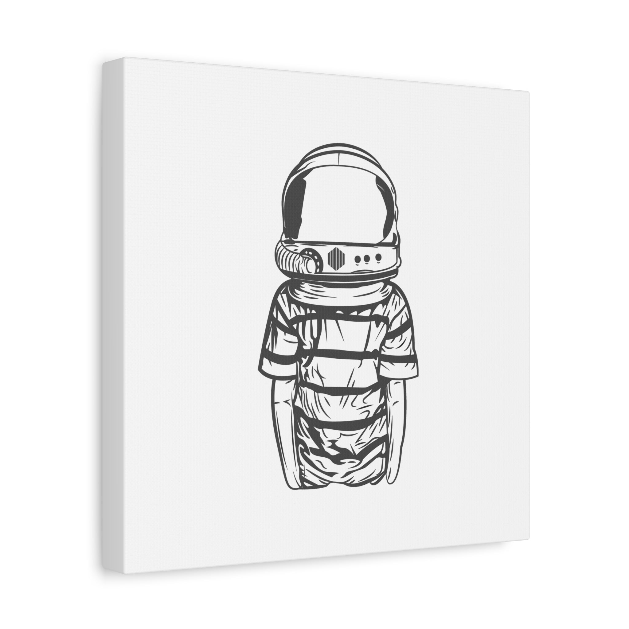 Astronaut Helmet Canvas Print — Minimalist Space Boy Matte Stretched Wall Art
