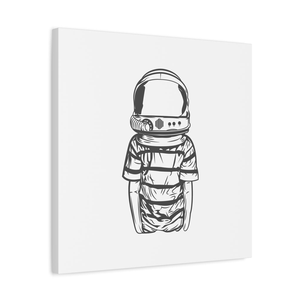 Astronaut Helmet Canvas Print — Minimalist Space Boy Matte Stretched Wall Art