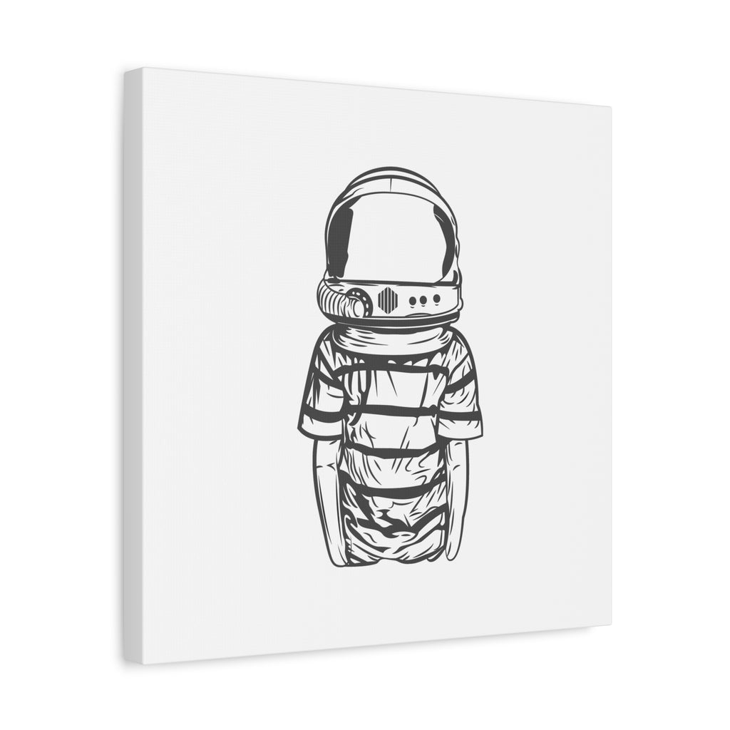 Astronaut Helmet Canvas Print — Minimalist Space Boy Matte Stretched Wall Art