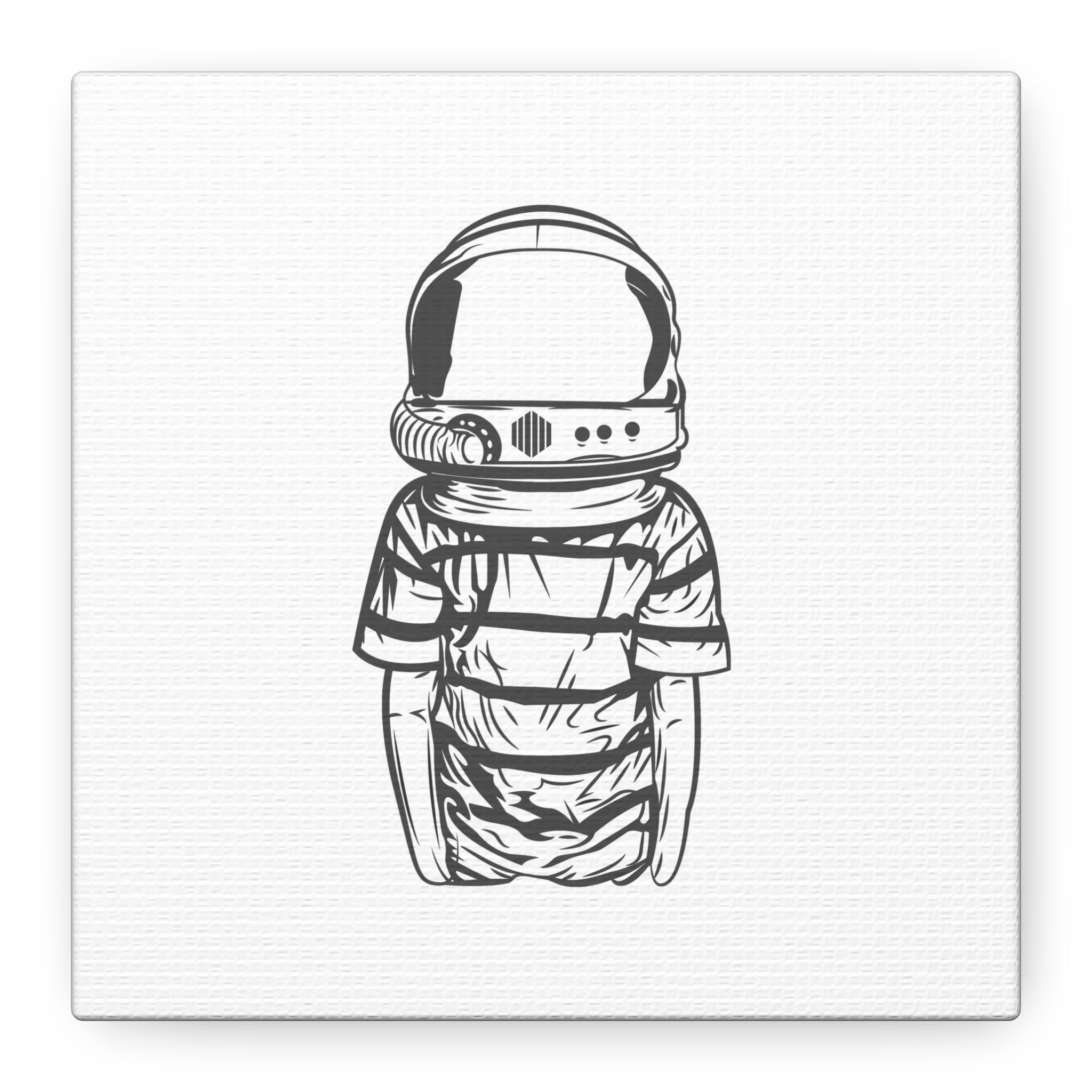 Astronaut Helmet Canvas Print — Minimalist Space Boy Matte Stretched Wall Art