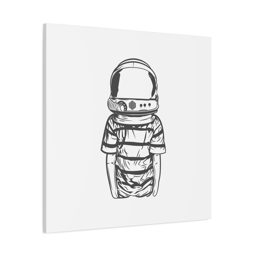 Astronaut Helmet Canvas Print — Minimalist Space Boy Matte Stretched Wall Art