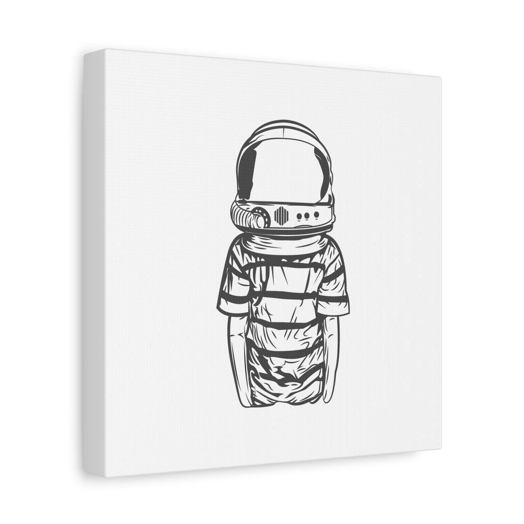 Astronaut Helmet Canvas Print — Minimalist Space Boy Matte Stretched Wall Art