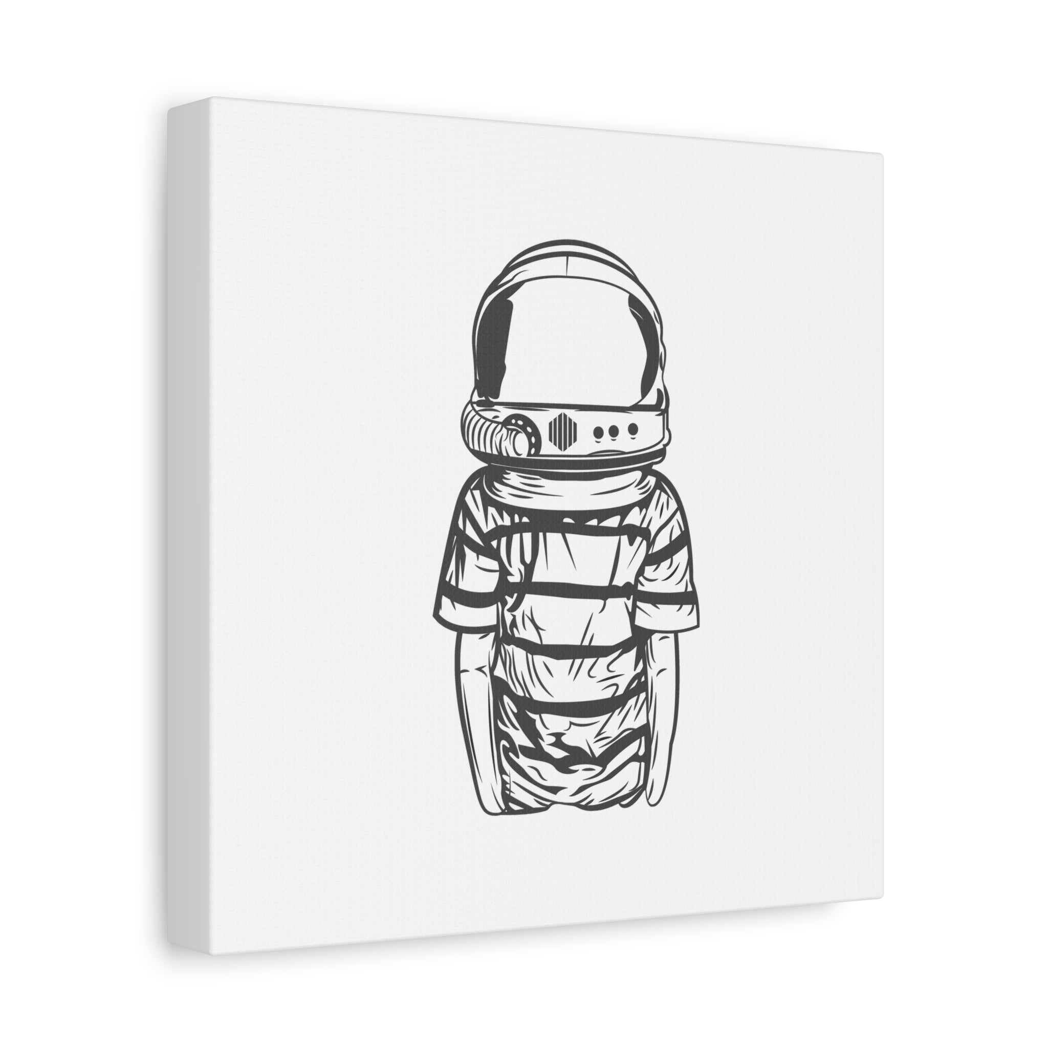 Astronaut Helmet Canvas Print — Minimalist Space Boy Matte Stretched Wall Art