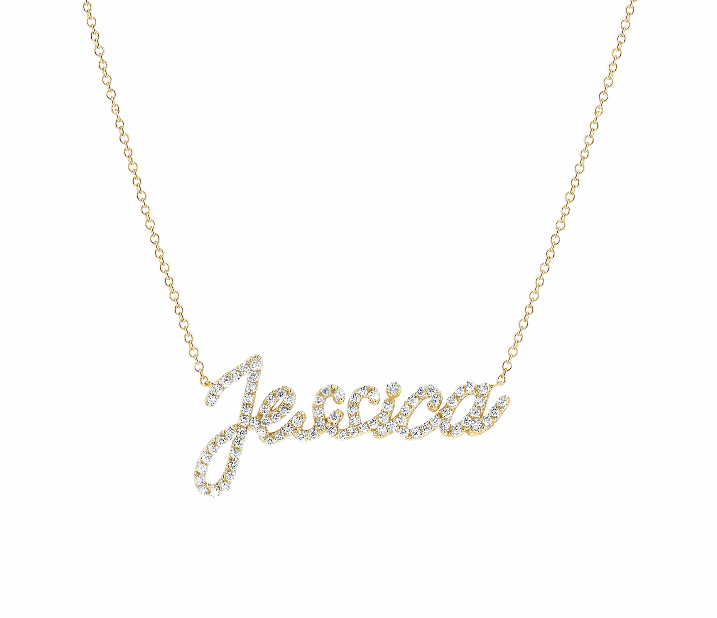 14k Gold Lab Grown Diamond Custom Script Necklace