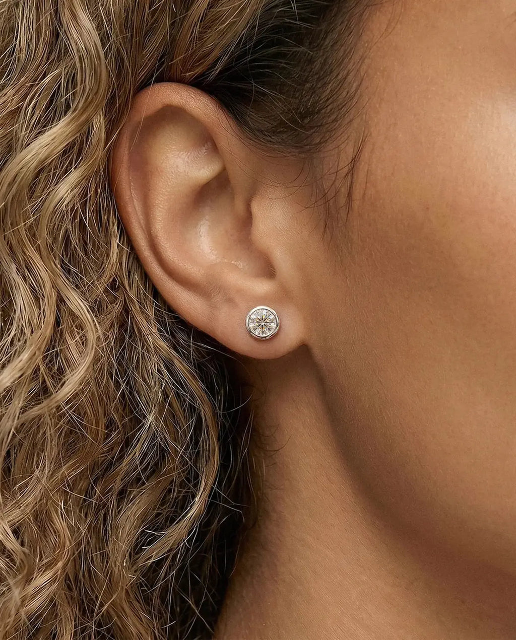 Lab Grown Diamond Bezel Set Stud Earring