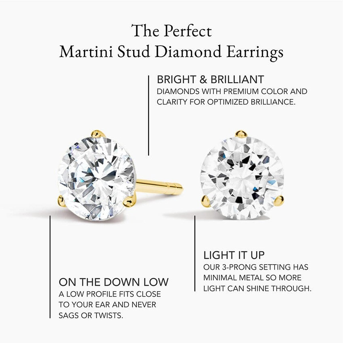 Lab Grown Diamond 3 Prong Stud Earring