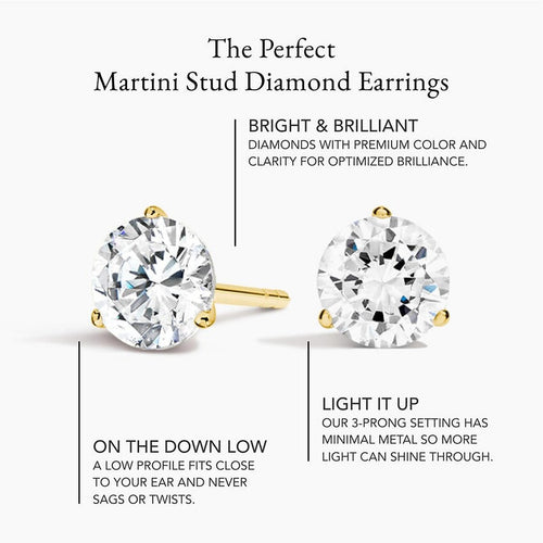 Lab Grown Diamond 3 Prong Stud Earring