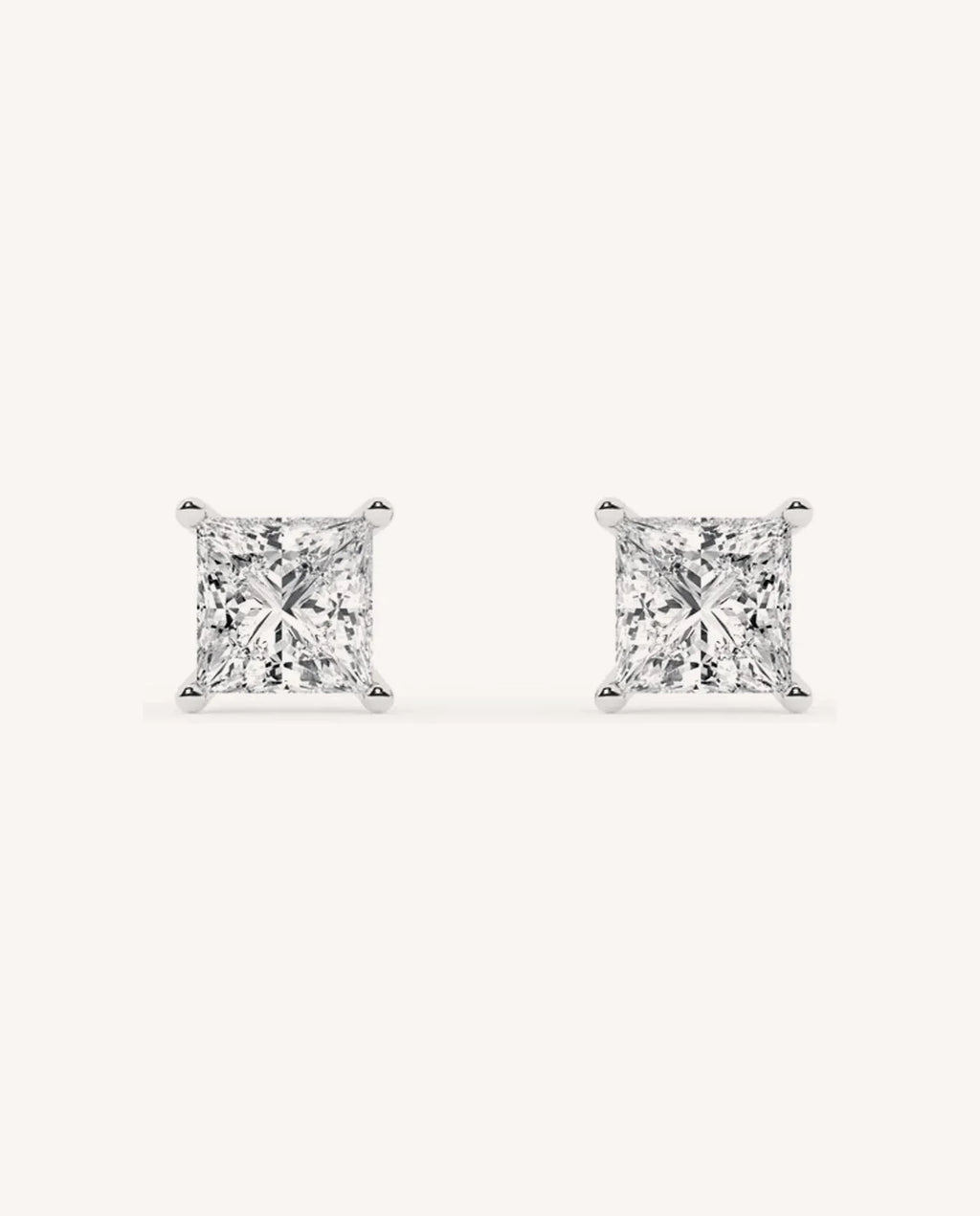 Lab Grown Diamond Princess Cut Stud Earring
