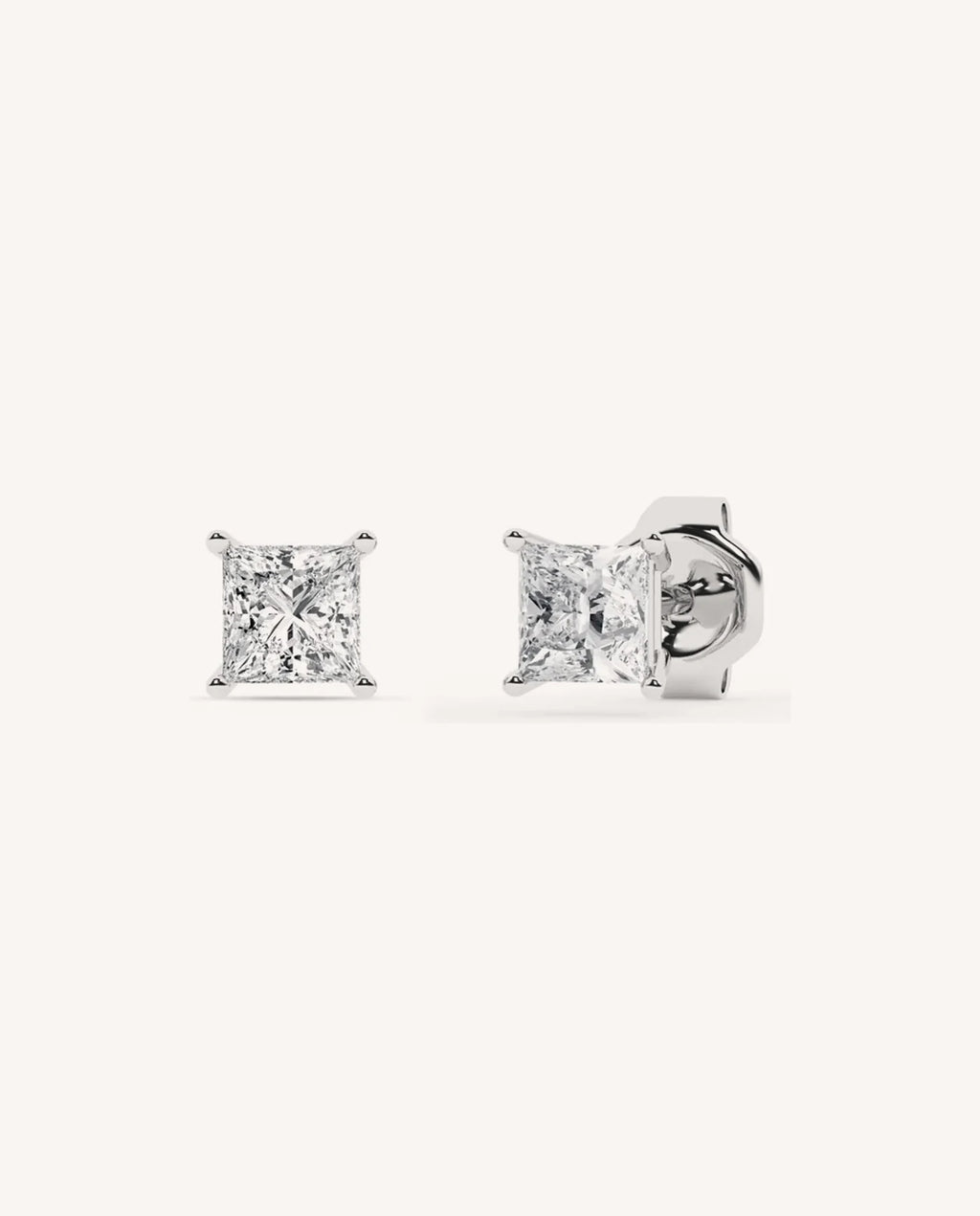 Lab Grown Diamond Princess Cut Stud Earring