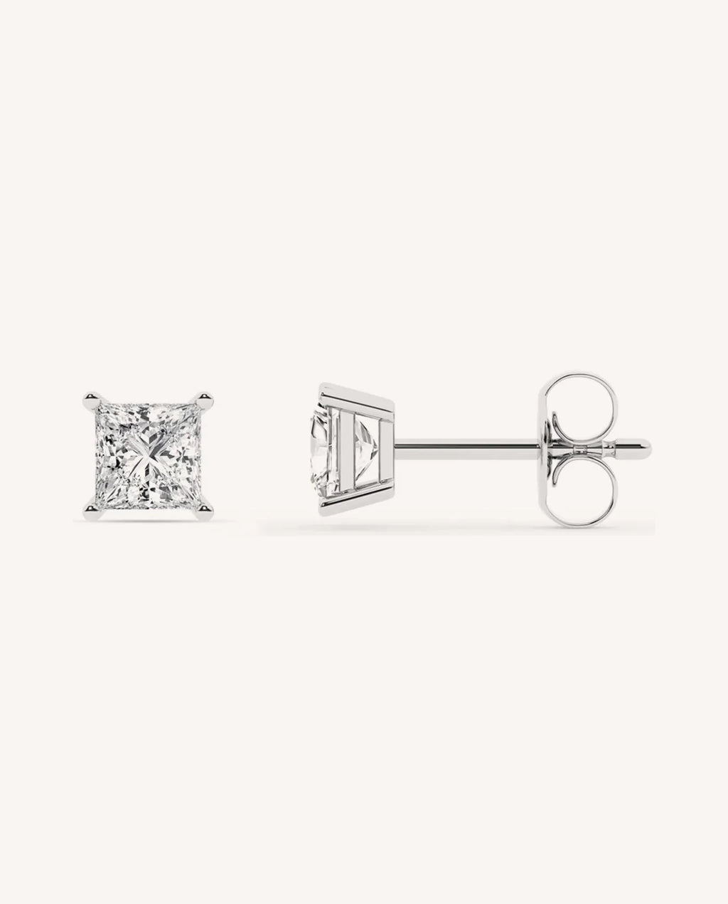 Lab Grown Diamond Princess Cut Stud Earring