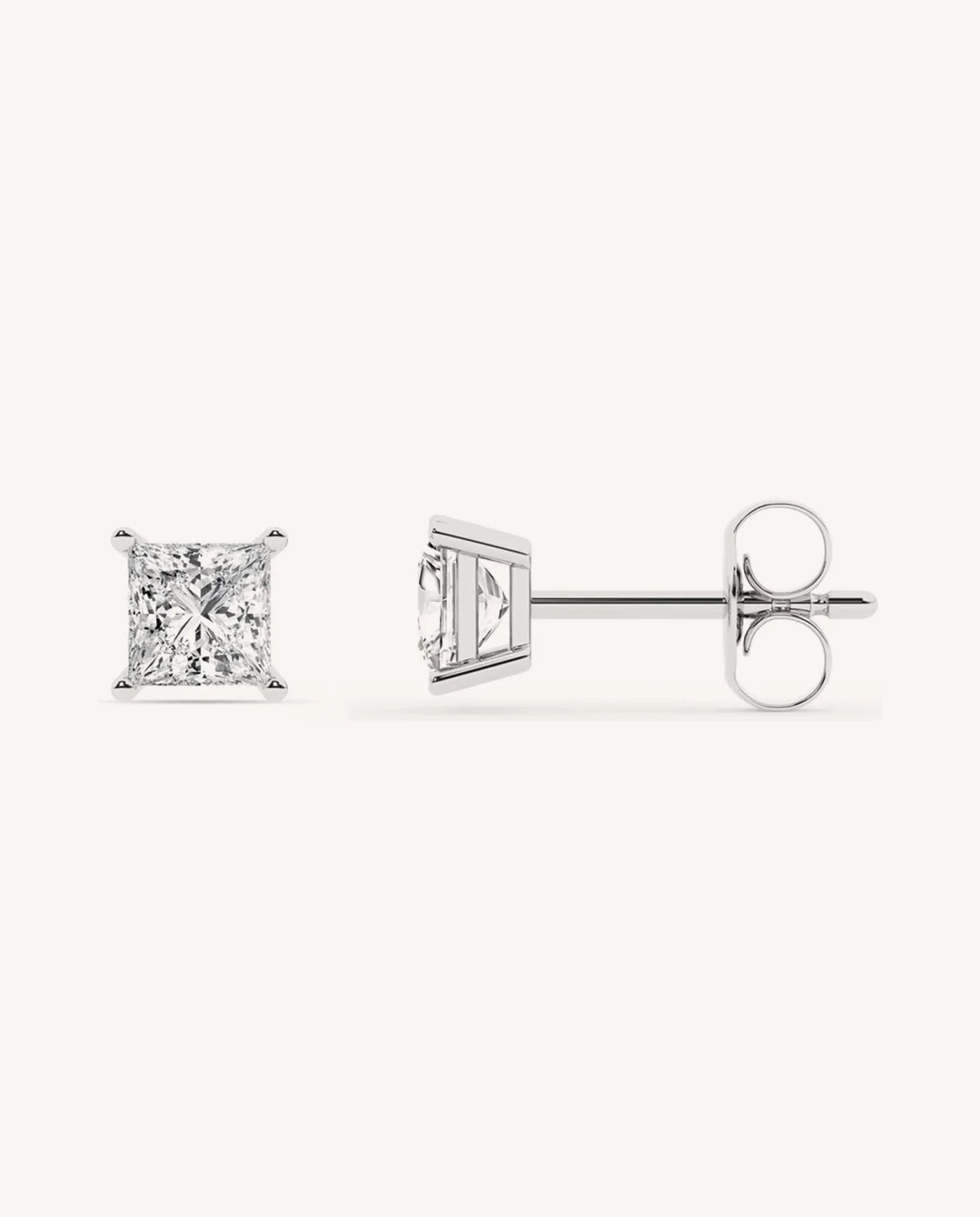 Lab Grown Diamond Princess Cut Stud Earring