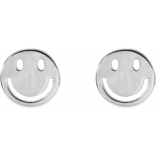 14K 6 mm Smiley Face Earrings Pair